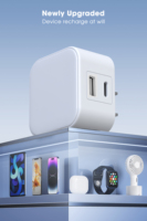 Cargador de Pared Universal Blanco de 15W 5V2.4A/3A con Enchufe Estadounidense USB-A y Tipo-C CP0154, Adaptador de Corriente para Teléfonos Inteligentes, iPad y Dispositivos Android