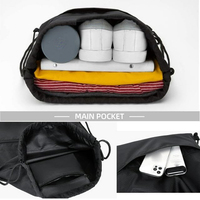 Sac à dos de sport noir unisexe avec compartiment zippé recyclé et cordon de serrage pour la course et la natation – Nouveauté