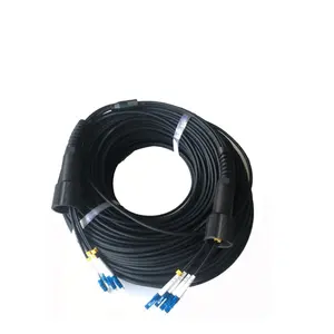 10Meter schwarze 4-adrige LC-zu-LC-taktische Glasfaser kabel für den Außenbereich gepanzert