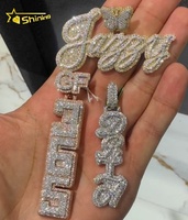 Pendentif Personnalisé en Argent 925 avec Design 3D, Breloque Fine, Bijou de Rappeur, Diamant Moissanite, Lettre Nom Personnalisée – Grande Vente