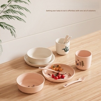 Ensemble de 5 pièces en silicone sans BPA pour bébé : assiette, bavoir, bol, tasse, cuillères, bols pour nourrissons, vaisselle cadeau