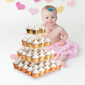 OurWarm Luxury 4 Tier Acrylic Birthday High Tea <strong>Cupcake</strong> <strong>Stand</strong> Holders Set Wedding Cake <strong>Stand</strong> <strong>With</strong> <strong>LED</strong> <strong>Light</strong> - Product Image 6