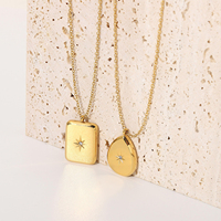 Collier pendentif étoile et croissant de lune en cristal avec pierres de zircon, bijoux tendance en acier inoxydable
