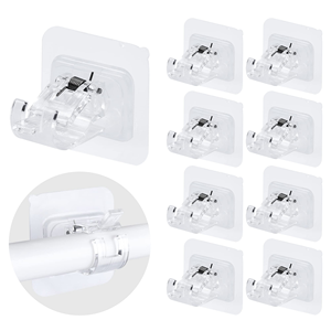 Support mural transparent auto-adhésif réglable sans couture pour tringle à rideau, crochet de suspension robuste pour usage domestique, vente en gros - Product Image 1