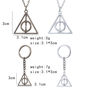 Collar con Colgante Triangular Geométrico de Aleación de Zinc Vintage, Diseño Luna y Reliquias de la Muerte, para Unisex, Mujeres y Niños - Regalo de Aniversario - Product Image 4