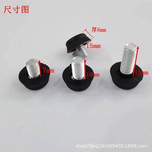 Adjustable Feet M6 Black <b>Plastic</b> Flat Tooth Furniture <b>Shelf</b> Sofa Leveler 16mm Diameter - Product Image 2