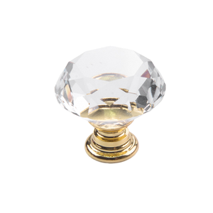 Custom Hardware Furniture Handle Glass Drawer Cabinet Single Hole Crystal clear White Handle - Product Image 2