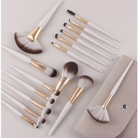 Lot de 16 pinceaux de maquillage professionnels en poils synthétiques doux et denses, manche en résine, haute qualité, marque privée, nouveau design