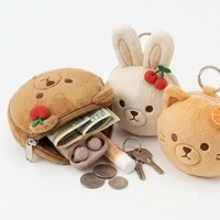 Porte-monnaie en peluche ours mignon, mini portefeuille doux en forme d'animal en peluche, porte-clés, pochette Kawaii, cadeau personnalisé en gros