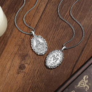 Collier pendentif Vierge Marie en cuivre plaqué or Merryshine, amulette chrétienne, médaille, zircone cubique, bijoux religieux - Product Image 5