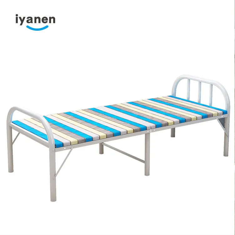 Cheap price modern design space saving hospital apartment heavy duty metal single bed iron folding bed