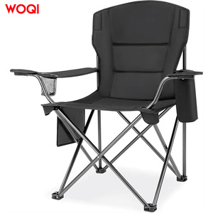 Chaise pliante de camping Woqi, structure en aluminium, tissu Oxford noir, portable, pour extérieur et jardin, pour adultes et enfants - Product Image 2