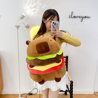 Peluche Capibara unisexe en forme de hamburger, oreiller pour poupée Capybara, douce brodée, pour enfant