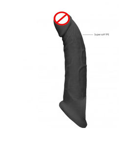 ปลอกซิลิโคนนำกลับมาใช้ใหม่ได้คริสตัลสีดำสำหรับผู้ชายสวมขยายใหญ่ปลอกองคชาติ - Product Image 2