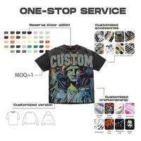T-shirt en coton pour homme, personnalisé DTG, surdimensionné, 340 GSM, été, poids lourd, haute qualité, streetwear décontracté pour homme, MOQ 1