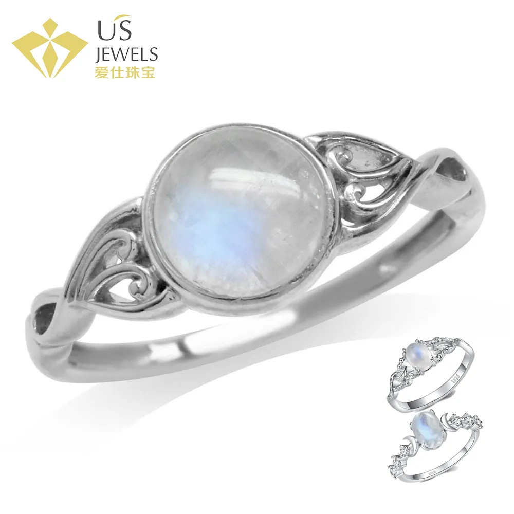 Engagement Gift Wedding Simple Women's Fashion Moonstone Jewelry S925 Silver Ring Moonstone Rings 925 Sterling Silver For Women