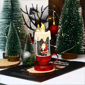 Vela natalina iluminada de led, enfeites de decoração natalina, luz noturna de papai noel, enfeites de decoração, 2022