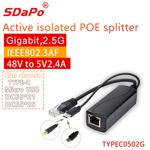 SDaPo PS0502G гигабитный сплиттер PoE 100/1000/2500 Мбит/с Ethernet-адаптер RJ45 сетевой объединитель DC5521 5V 2.4A сплиттер PoE - Product Image 2