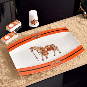 Service de table en porcelaine fine, style européen, écologique, vaisselle de luxe, assiettes, théière et tasse à café, design de créateur, service de table pour 12 personnes - Product Image 5