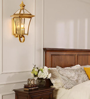 Lampes murales extérieures LED en cuivre de style européen avec commande tactile, étanches pour couloir, cour et balcon
