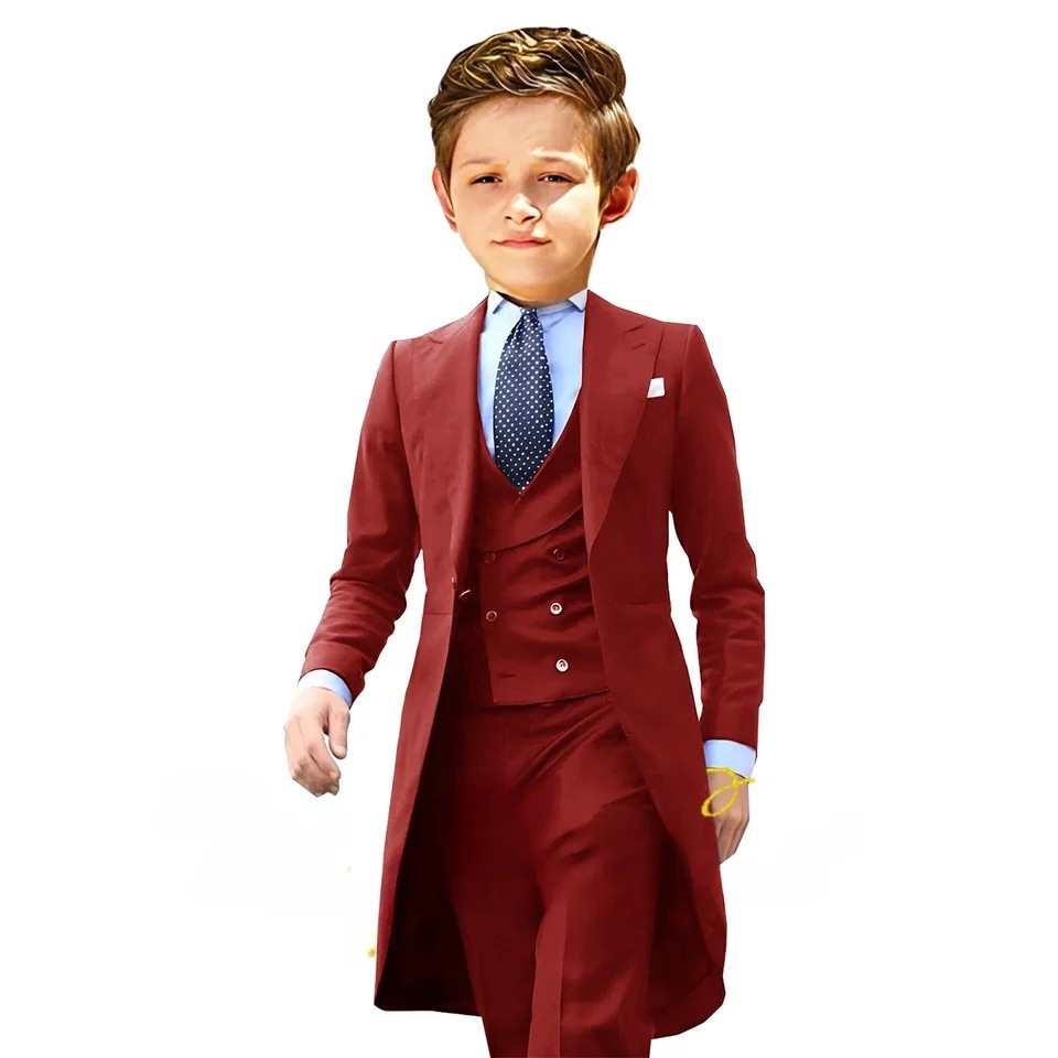 Ensemble veste, gilet et pantalon bordeaux