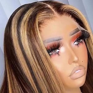 <span class=keywords><strong>Cabello</strong></span> Humano Remy 100% Virgen Modelo P4/27 #   Pelucas <span class=keywords><strong>de</strong></span> encaje frontal estilo bob recto, color piano dorado, 12 pulgadas, encaje HD transparente 13x4 - Product Image 6