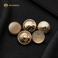 Boutons décoratifs ronds en alliage de zinc gravés avec logo personnalisé HONMEO, couleur or, pour costume, veste, vêtement, boutons à tige métallique