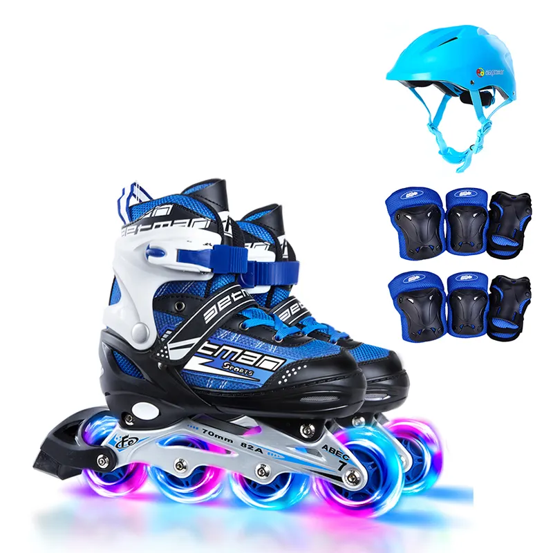 แต่ละขายส่ง LED กระพริบลูกกลิ้ง Quad Skates รองเท้าชุดปรับ 4 ล้อเด็กกลางแจ้งกรอบอลูมิเนียมอัลลอยด์วัสดุ PU