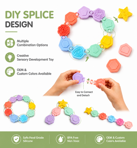 <span class=keywords><strong>Bracelet</strong></span> de dentition personnalisé en silicone, jouet de dentition pour bébé à assembler soi-même, <span class=keywords><strong>bracelet</strong></span> à mâcher pour nourrisson en silicone de qualité alimentaire, OEM - Product Image 3