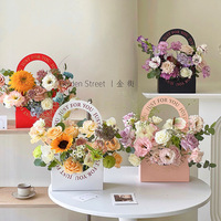 Blumen-Tragebox Faltbarer Blumenkorb DIY Papier-Handtragetasche für Blumen Valentinstag-Geschenktasche