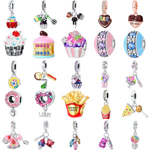 Abalorios <span class=keywords><strong>de</strong></span> Cobre Plateado en Forma <span class=keywords><strong>de</strong></span> Café, Caramelo y Pastel, Modernos y Unisex, para Hacer Joyas, Collares y Pulseras - Product Image 1