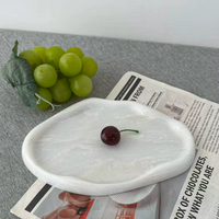 Plateau en marbre blanc naturel irrégulier en forme de nuage, plateau de rangement décoratif pour comptoir, pour la décoration de la salle de bain