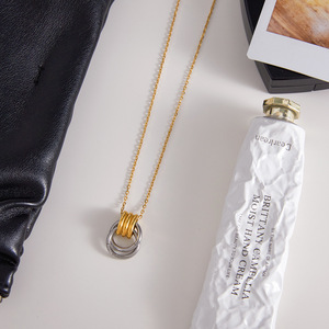 Geometric Circle <b>Ring</b> Pendant <b>Necklace</b> Stainless Steel Jewelry For Women Fashion Accessory - Product Image 4