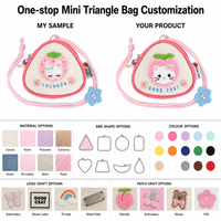 Pochette triangulaire mini de style coréen sur mesure avec patch en chenille et sangle en cordon bicolore pour les tenues quotidiennes et les soirées des femmes