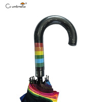 YS-1131 Parapluie droit automatique de haute qualité, 16 baleines, coupe-vent, couleur arc-en-ciel, pour adultes, fourni par l'usine