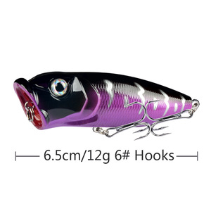 Nouvelle leurre artificielle dure en plastique pour la pêche en mer et sur la plage, <span class=keywords><strong>6</strong></span> couleurs, 5 cm, Popper <span class=keywords><strong>6</strong></span>,5 cm/12 g, pour la carpe - Product Image 5