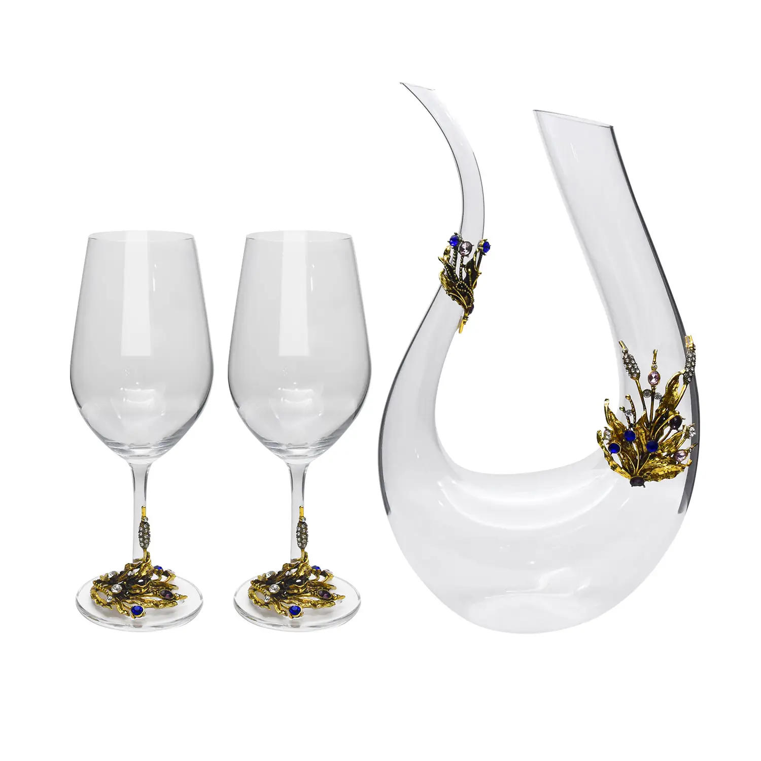 Ensemble de vin en cristal et émail décoratif, haut de gamme, 10 pièces, combinaison