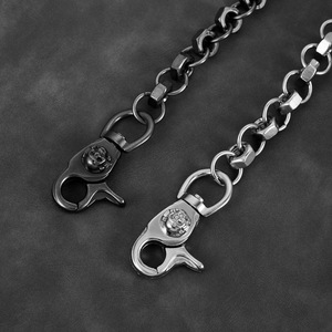 人気セールスカル刺繍バイカーウォレットチェーンヘビーデューティーシルバー六角リンクパンツクリップエッジの効いたズボンチェーン - Product Image 5