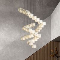 Luminaire suspendu en albâtre nordique, lustre en laiton et marbre postmoderne pour hall d'hôtel, salon, escalier, matériau en cuivre durable