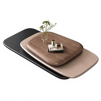Ensemble de tables basses de luxe modernes en bois massif, 2 pièces, forme galet organique, pour projets d'aménagement intérieur d'hôtels et de restaurants