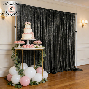 ANNIELU <span class=keywords><strong>Tende</strong></span> Scenografiche <span class=keywords><strong>con</strong></span> Paillettes Nere da 3 mm per Matrimoni, Compleanni, Eventi, Feste e Palcoscenici Scintillanti - Vendita Calda - Product Image 4
