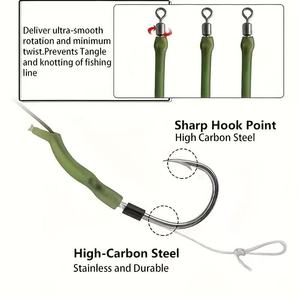 Kit de Pesca de Carpa Europeo, Juego de Aparejos de Pesca de Carpa con Anzuelos, Plomos y Caña para Pesca en Mar, Larga Distancia de Lanzamiento, Señuelos y Accesorios - Product Image 2