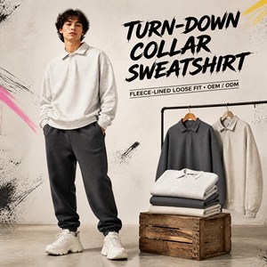 Felpa in pile da <span class=keywords><strong>uomo</strong></span> in cotone tinta unita con collo a revers, imbottita, vestibilità ampia, per l'inverno - Product Image 1