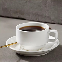 Ensemble de tasses à cappuccino en céramique à parois droites 220 ml avec soucoupe, personnalisable avec logo, compatible lave-vaisselle pour café, restaurant, hôtel
