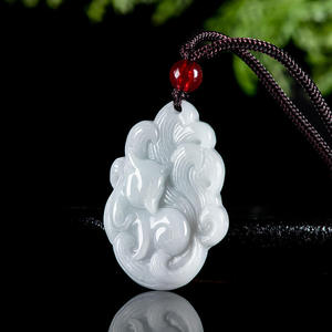 Pendentif en jadéite naturelle, renard à neuf queues, mode, simplicité, unisexe, cadeau avec certificat d'évaluation DW102 - Product Image 2