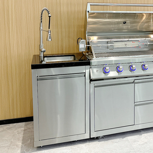 Mueble de Almacenamiento de Acero Inoxidable, Gabinete Metálico para Cocina, Juego de Barbacoa para Exteriores con Refrigerador de Vino para Fiestas <span class=keywords><strong>en</strong></span> Zonas de Aficionados al Fútbol - Product Image 4