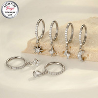 Bijoux de piercing Helix en titane Freya 16G, boucles d'oreilles créoles pendantes pour femmes, bijoux de piercing à segment articulé pour cartilage, tragus, conque
