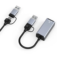 2-in-1 USB C to Ethernet Hub RJ45 Gigabit Network Card Converter for Mobile Phones, Computers and Laptops Hub