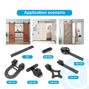 Phong Cách Hiện Đại Duy Nhất Gỗ Barn <span class=keywords><strong>Door</strong></span> Kit Với Mềm Đóng Con Lăn Theo Dõi Trượt Hệ Thống Đường Sắt Treo Phần Cứng Cho Barn Cửa Trượt - Product Image 4
