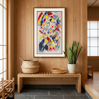 Peinture à l'huile abstraite texturée main, larges coups de pinceau déco murale pour la maison